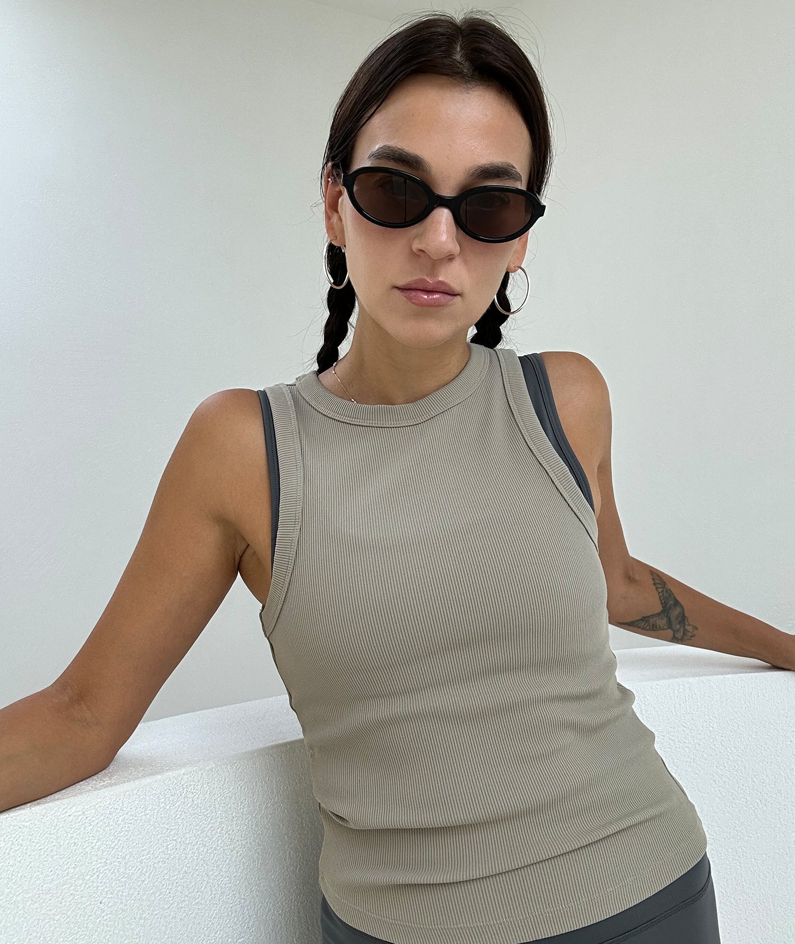 VEHLA RIBBED TANK - TAUPE - Ribbed Atlet
