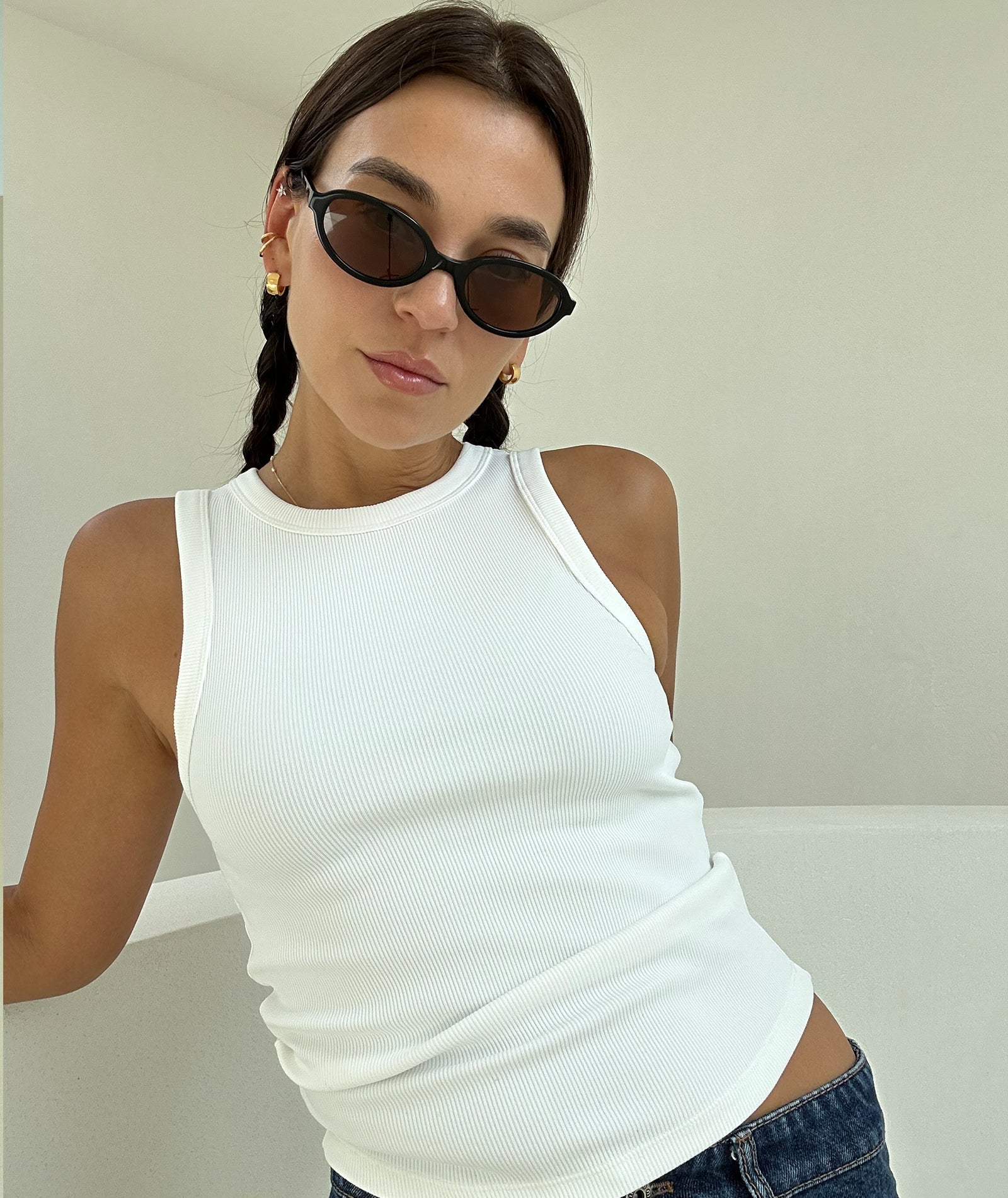 VEHLA RIBBED TANK - SNOW - Ribbed Atlet